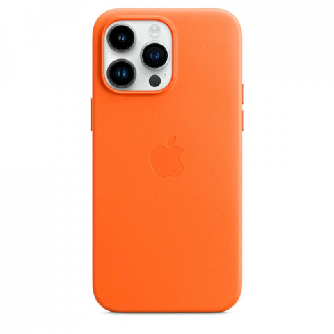 Шкіряний чохол Leather Case with MagSafe на iPhone 14 Pro Max Orange